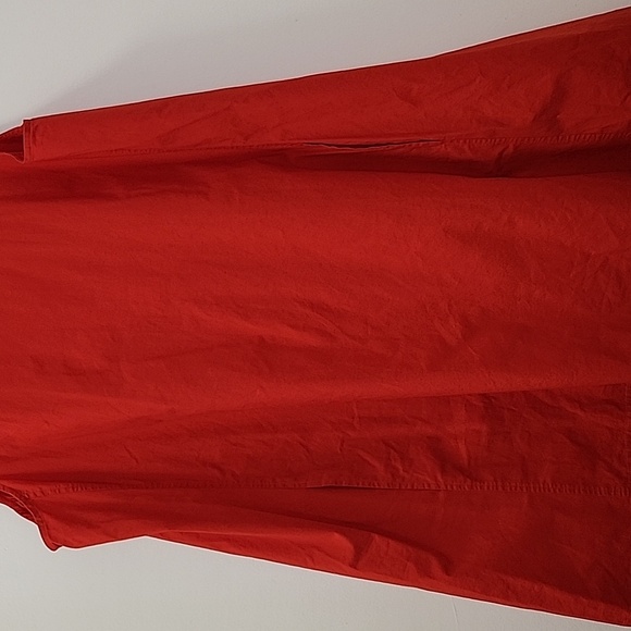 Eileen Fisher Poplin Dress  96% Organic Cotton Stretch Red  Sleeveless SZ Large - Picture 10 of 16